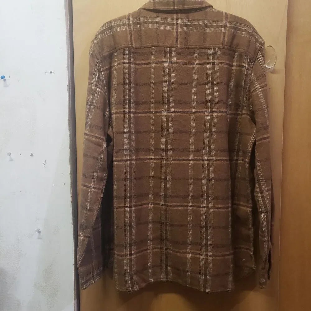NWT Paige Seymore Overshirt Men's Rustic Plaid Light Brown Size Large #ABC
